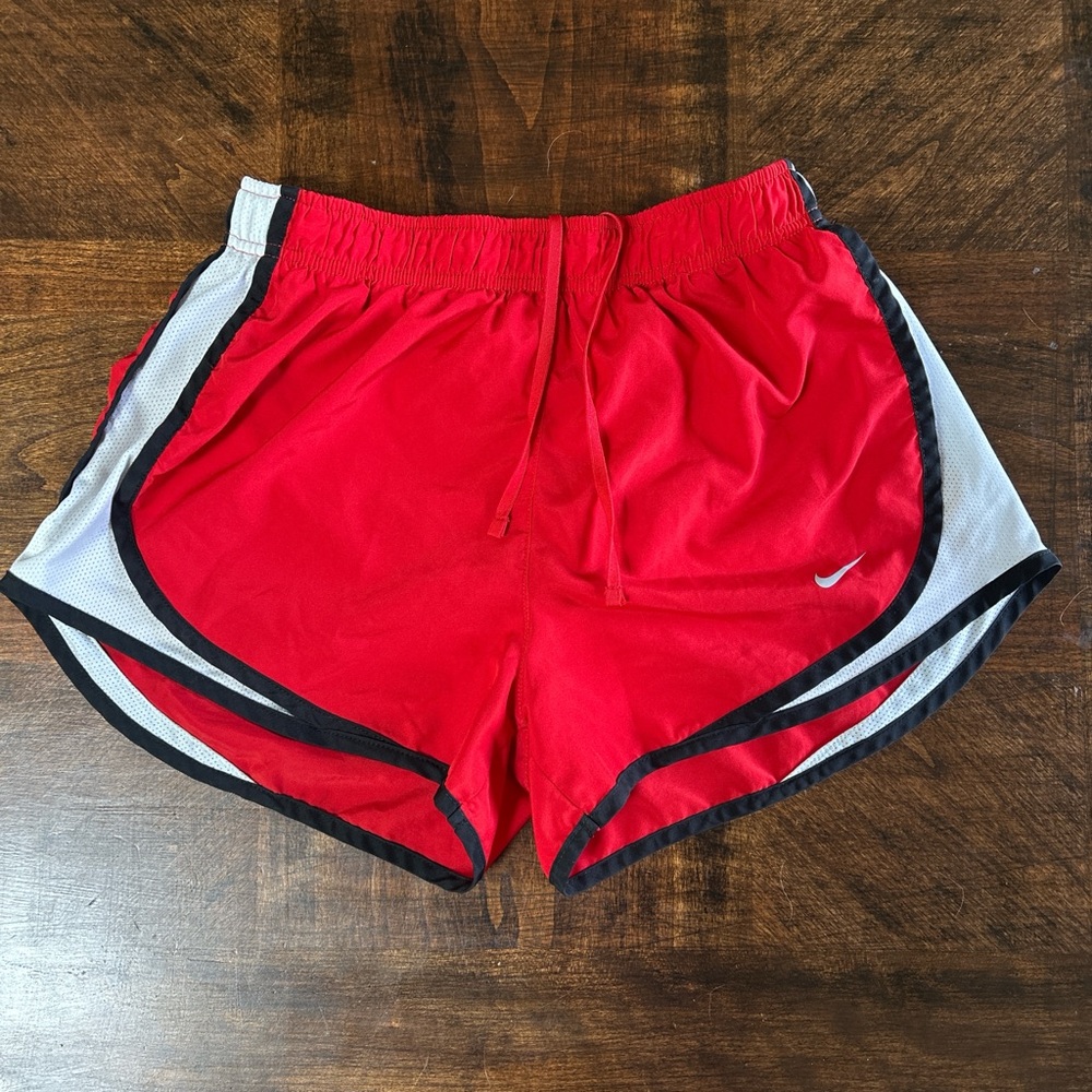 Nike Women's Red and White Athletic Shorts